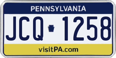 PA license plate JCQ1258