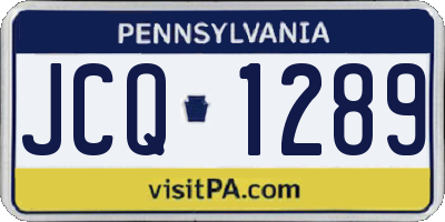 PA license plate JCQ1289