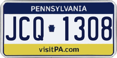 PA license plate JCQ1308