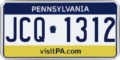 PA license plate JCQ1312