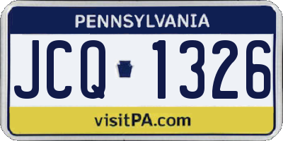 PA license plate JCQ1326
