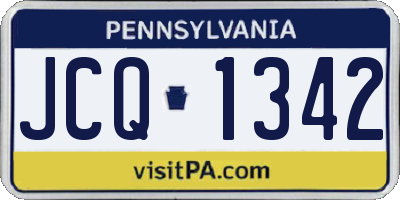 PA license plate JCQ1342