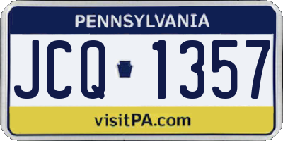 PA license plate JCQ1357