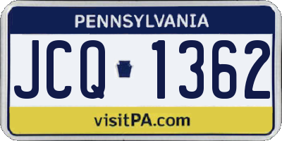 PA license plate JCQ1362