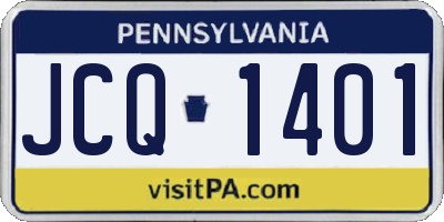 PA license plate JCQ1401