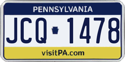 PA license plate JCQ1478