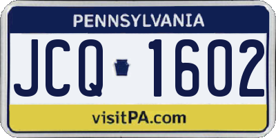 PA license plate JCQ1602