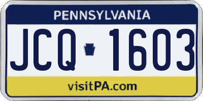 PA license plate JCQ1603