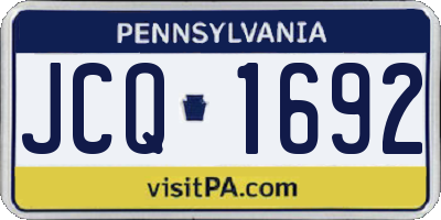 PA license plate JCQ1692