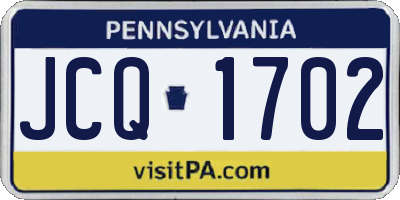 PA license plate JCQ1702