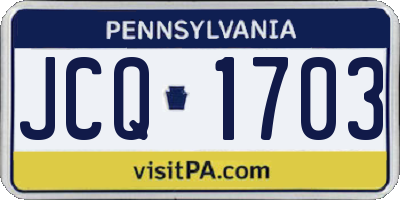 PA license plate JCQ1703