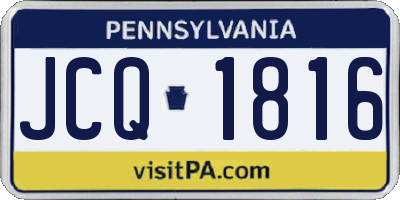 PA license plate JCQ1816