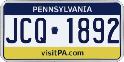 PA license plate JCQ1892