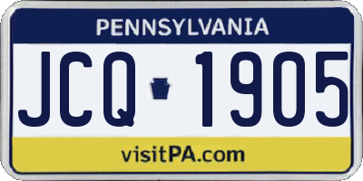 PA license plate JCQ1905