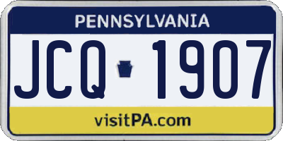 PA license plate JCQ1907