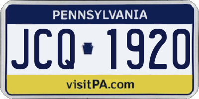 PA license plate JCQ1920