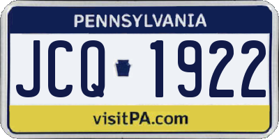 PA license plate JCQ1922