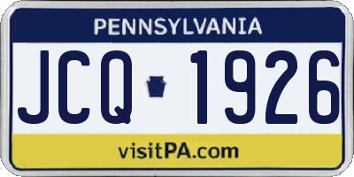 PA license plate JCQ1926