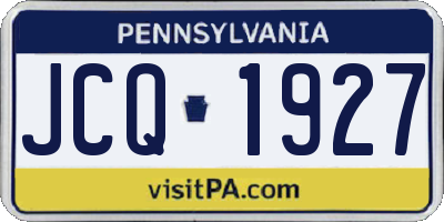 PA license plate JCQ1927