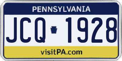PA license plate JCQ1928