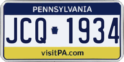 PA license plate JCQ1934