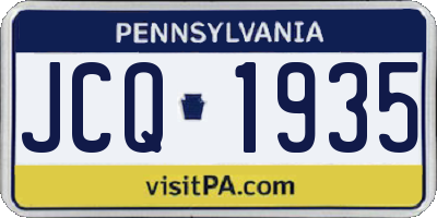 PA license plate JCQ1935