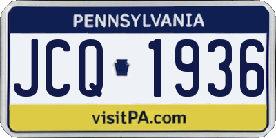 PA license plate JCQ1936