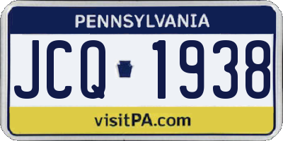 PA license plate JCQ1938