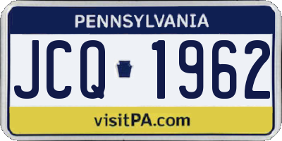 PA license plate JCQ1962