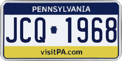 PA license plate JCQ1968