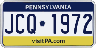 PA license plate JCQ1972