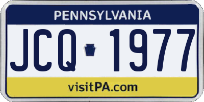 PA license plate JCQ1977