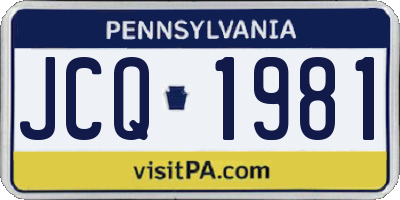 PA license plate JCQ1981
