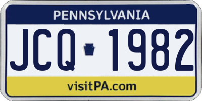 PA license plate JCQ1982