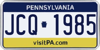 PA license plate JCQ1985