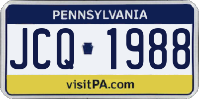 PA license plate JCQ1988