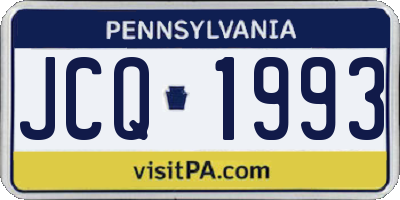 PA license plate JCQ1993