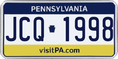 PA license plate JCQ1998