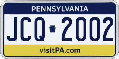 PA license plate JCQ2002