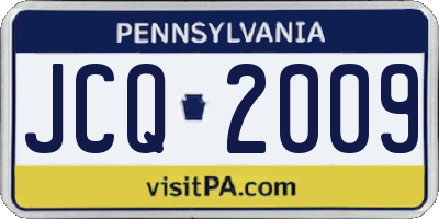 PA license plate JCQ2009