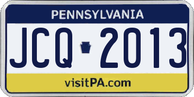 PA license plate JCQ2013