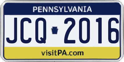 PA license plate JCQ2016