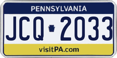 PA license plate JCQ2033