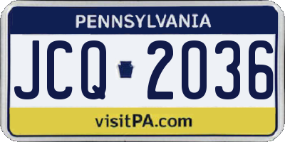 PA license plate JCQ2036