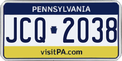 PA license plate JCQ2038