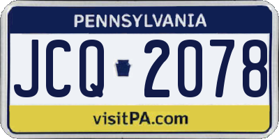 PA license plate JCQ2078