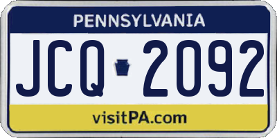 PA license plate JCQ2092