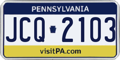 PA license plate JCQ2103