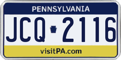 PA license plate JCQ2116