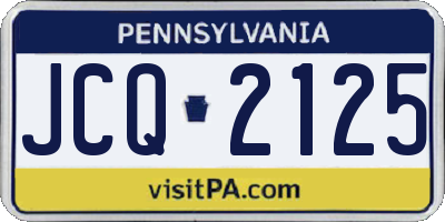 PA license plate JCQ2125